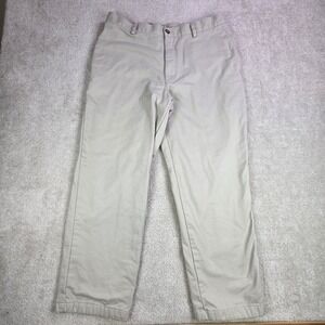 LL Bean Natural Fit Khaki Chino Pants Lined Plaid Mens Size 35x28 Casual